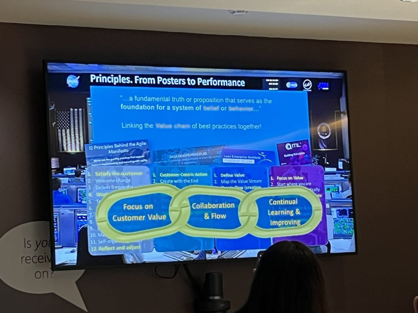 Presentation screen showing ITSM knowledge and best practices